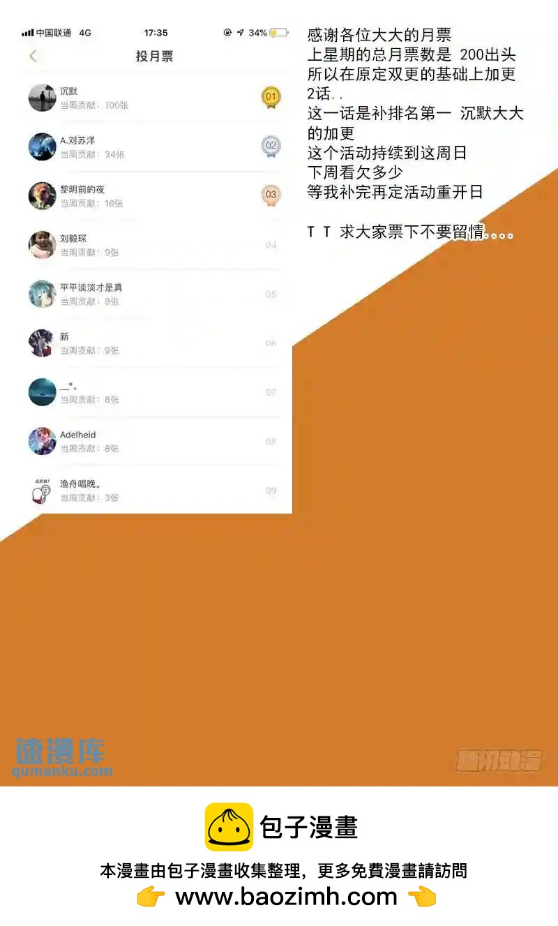 为沉默大大的100张月票加更11