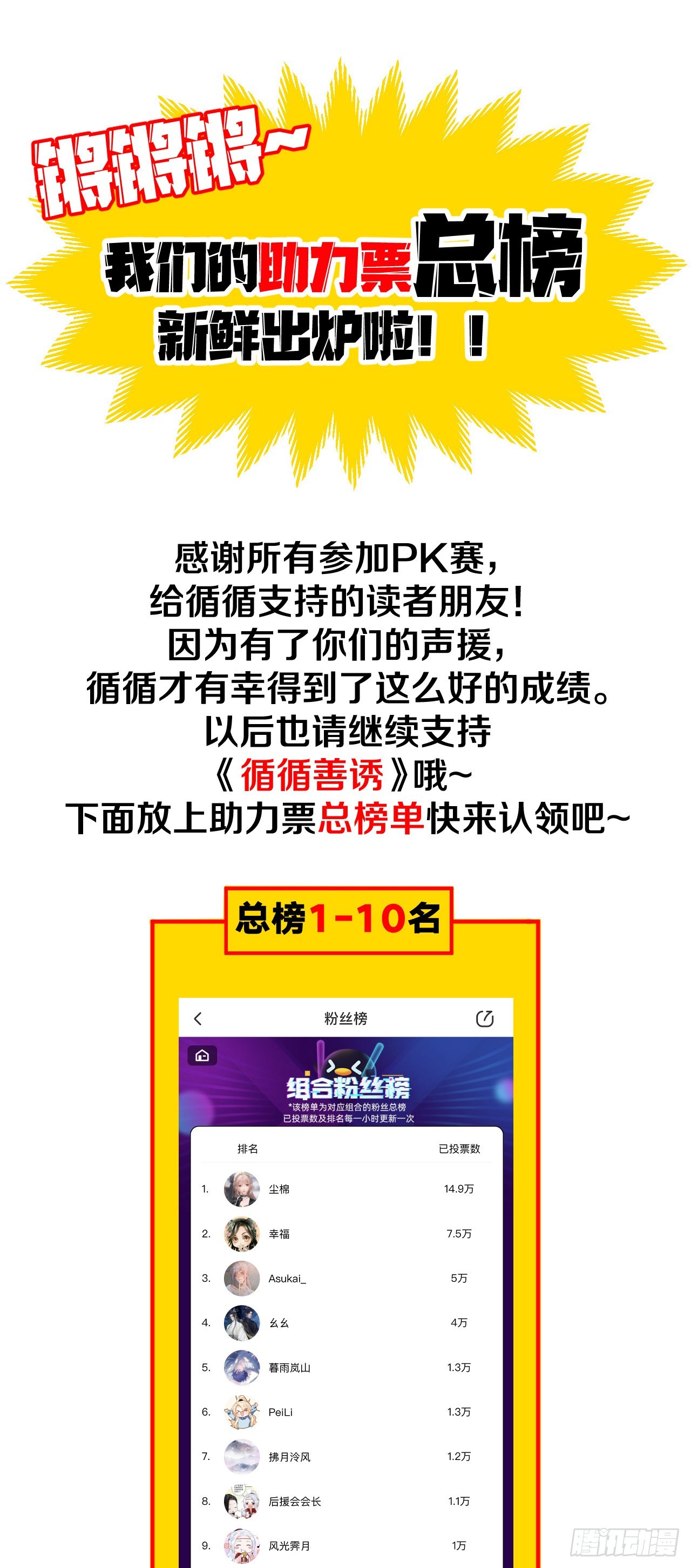 组合PK赛助力票总榜前30名单0